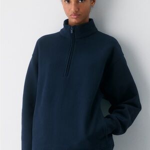 Aritzia Cozy Sweatfleece Boyfriend 1/2 Zip in Admiral (Navy)